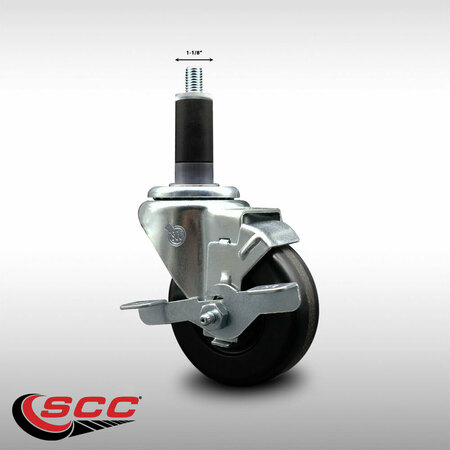Service Caster 3.5'' SS Phenolic Swivel 1-1/8'' Expanding Stem Caster with Brake SCC-SSEX20S3514-PHS-TLB-118